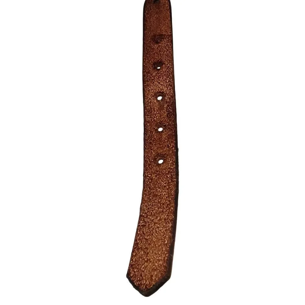 Bohemian Bojo Woven Leather Belt Brown Classic Vintage aged brass Size 28 Plait
